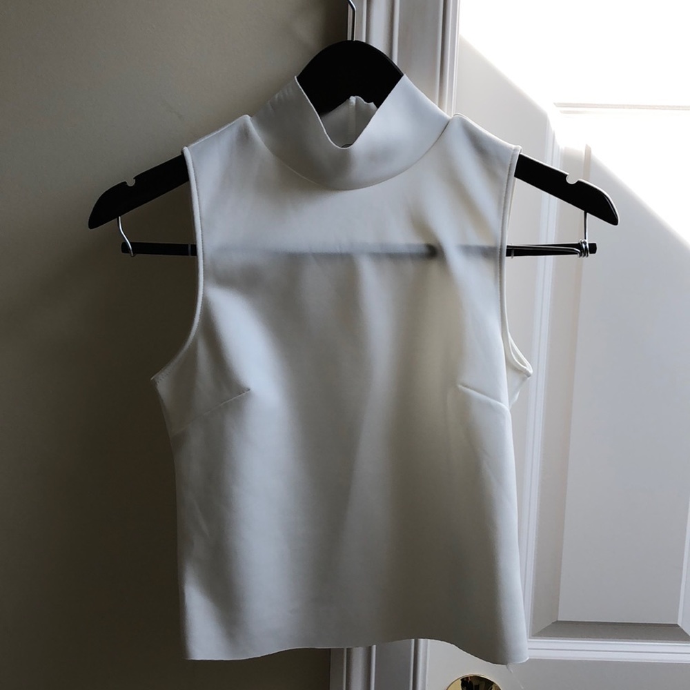 White Zara Mock Turtle Neck Crop Top